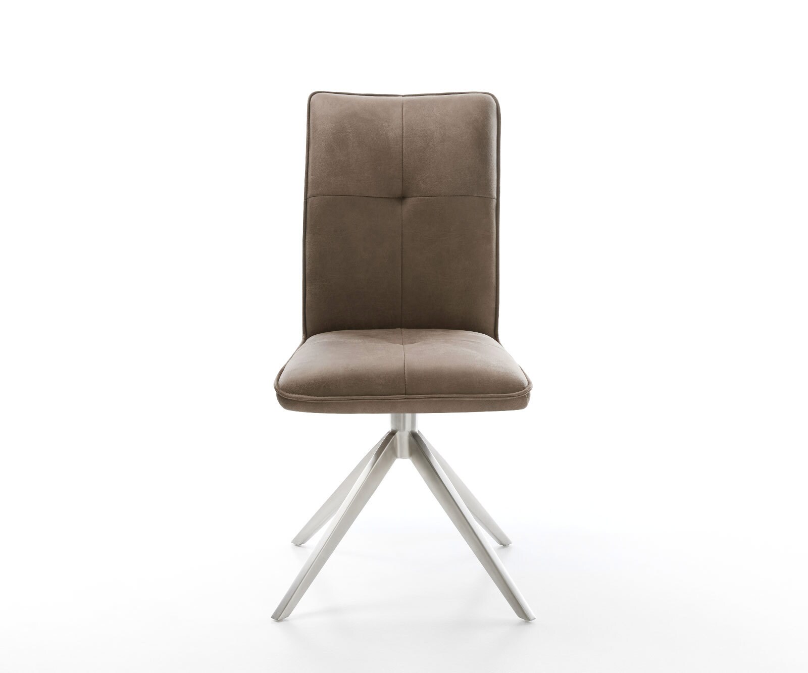 Drehstuhl Maddy-Flex Mikrofaser Taupe Vintage Kreuzgestell breit Edelstahl 360° drehbar Wippfunktion 1