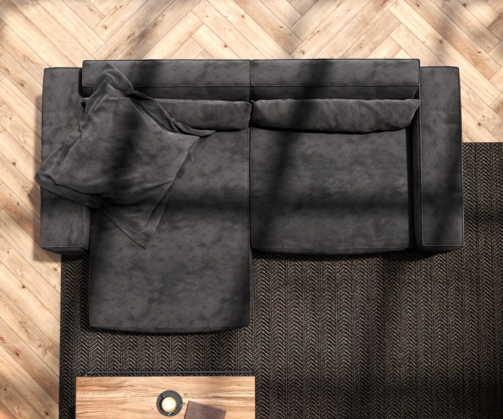Ecksofa Sirpio L 260x160 cm Mikrofaser Schwarz Recamiere variabel 6