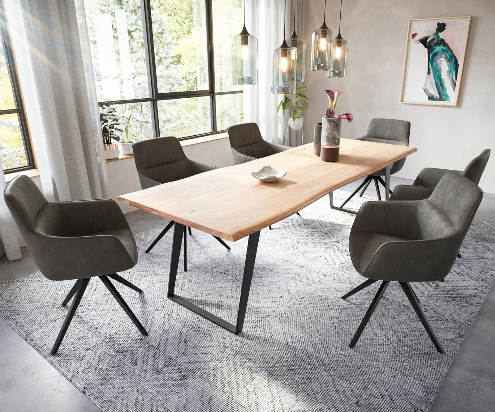 Esszimmerstuhl Pejo-Flex Mikrofaser Anthrazit Vintage Kreuzgestell kantig Schwarz Taschenfederkern 3 Esszimmerstuhl Pejo-Flex Mikrofaser Anthrazit Vintage Kreuzgestell kantig Schwarz Taschenfederkern 3