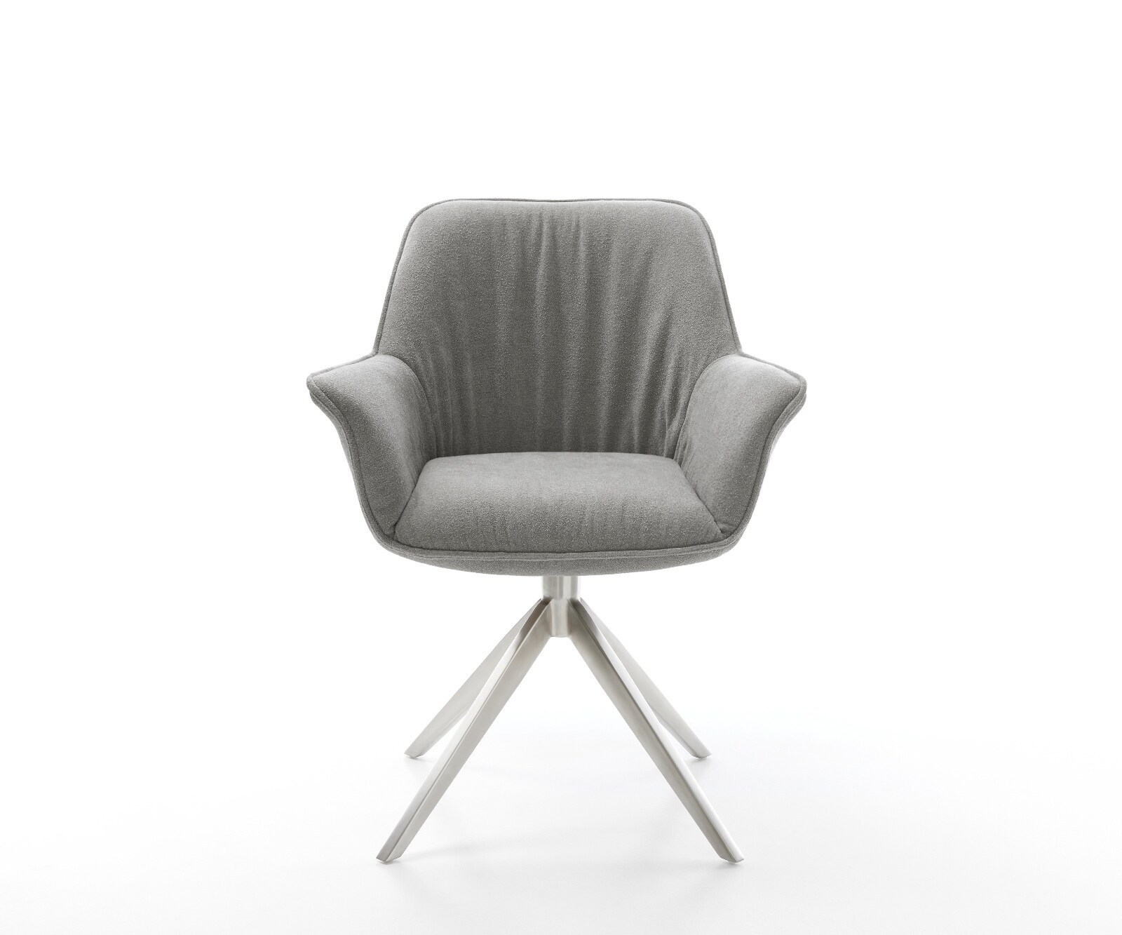 Drehstuhl Keila-Flex mit Armlehnen Strukturstoff Soft Grau Kreuzgestell breit Edelstahl 360° drehbar Wippfunktion 2