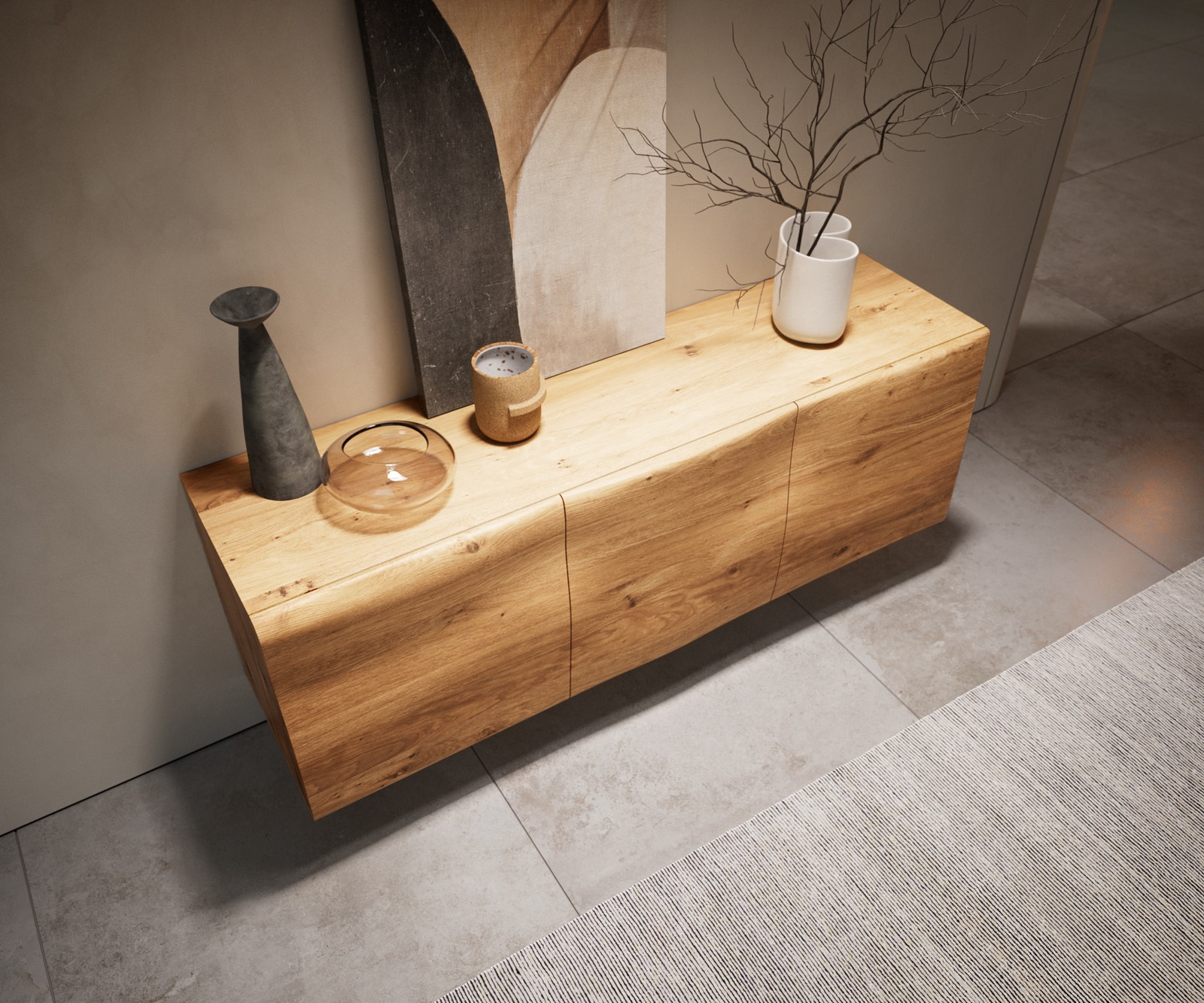 Buffet New Live-Edge 145 cm chêne naturel 3 portes flottantes 1 Buffet New Live-Edge 145 cm chêne naturel 3 portes flottantes 1