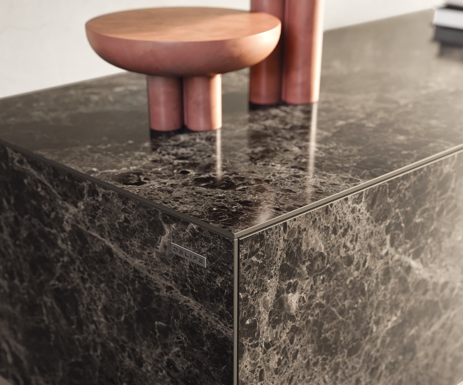 Lowboard Cuor 220 cm Keramik Laminam® Emperador Extra Lucidato Dunkelbraun 1 Klappe 2 Schubfächer Schwebend 5 Lowboard Cuor 220 cm Keramik Laminam® Emperador Extra Lucidato Dunkelbraun 1 Klappe 2 Schubfächer Schwebend 5