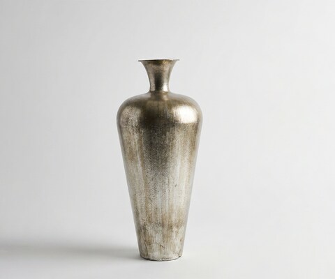 Vase Marvella B27 x T27 x H64 cm Metall Platin Aurum Handgemacht