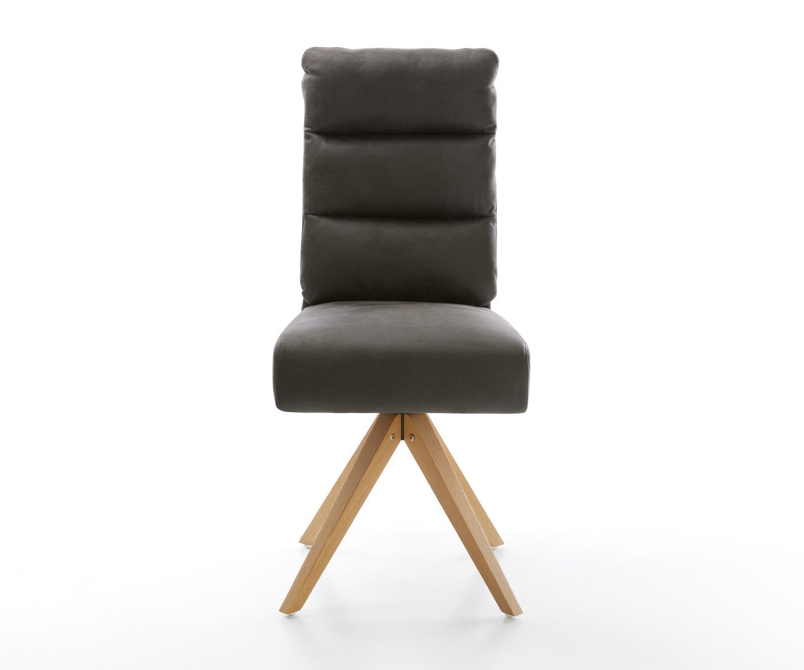 Chaise-de-salle-à-manger Pela-Flex microvelours anthracite vintage pied en bois angulaire naturel ressorts ensachés 2