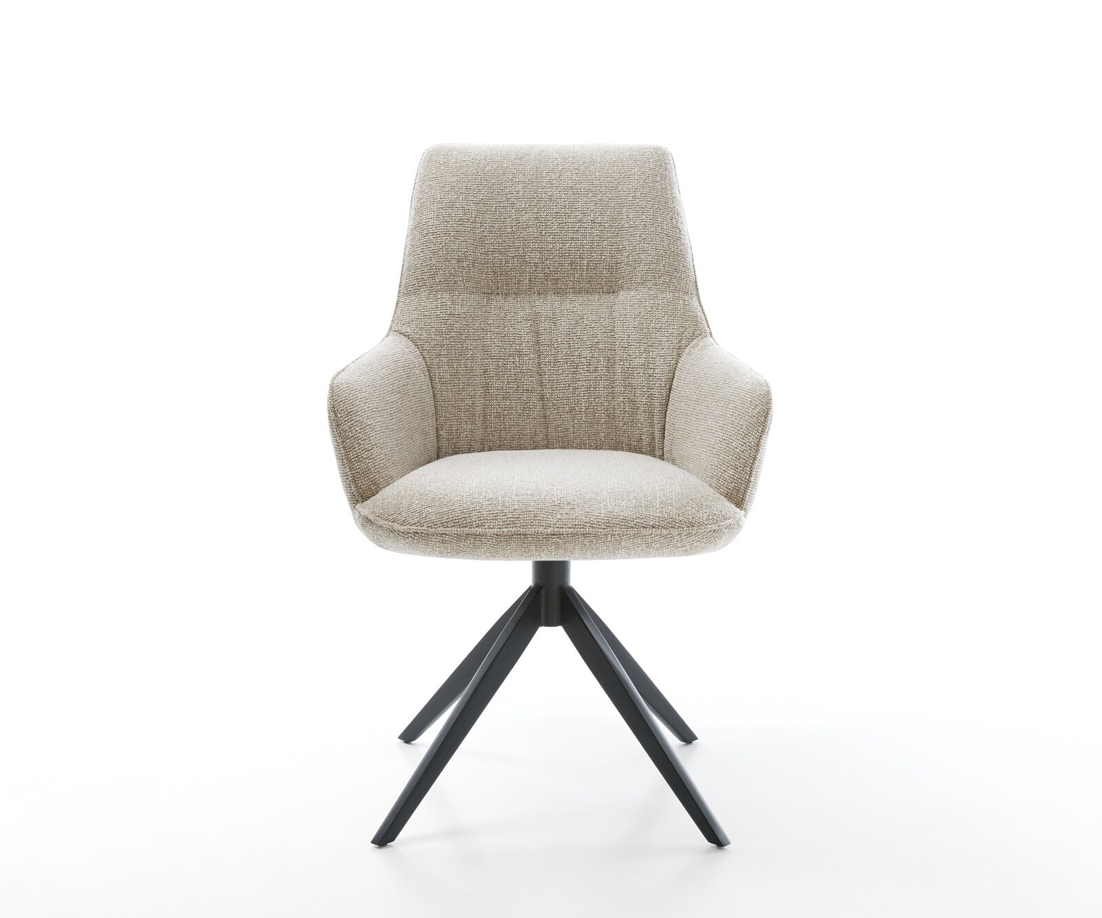 Chaise-pivotante Zelia-Flex avec accoudoirs tissu tissé doux beige pied croisé large noir pivotement sur 360° fonction bascule resorts ensachés 1