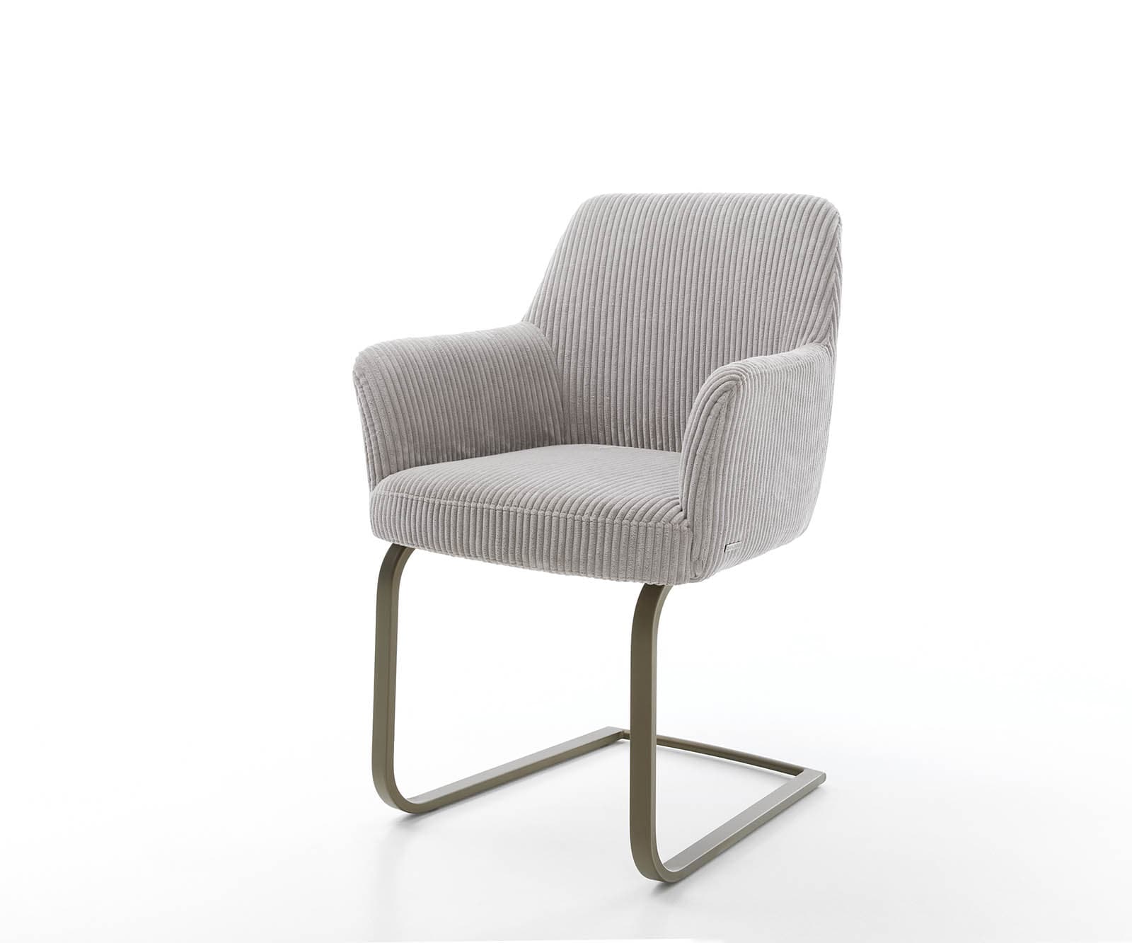 Freischwinger Xana-Flex mit Armlehnen Cord Silbergrau Freischwinger flach Effektfinish Titan Taschenfederkern