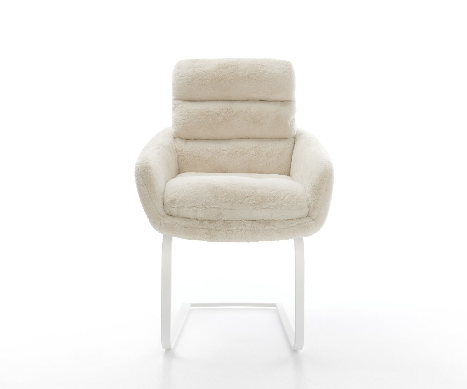 Freischwinger Abelia-Flex mit Armlehnen Plüsch Creme-Weiß Freischwinger flach Weiß 1