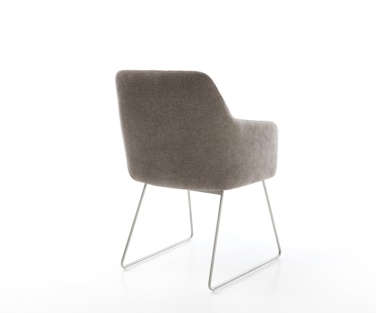 Esszimmerstuhl Greg-Flex Strukturstoff Soft Taupe Kufengestell Edelstahl Taschenfederkern 5