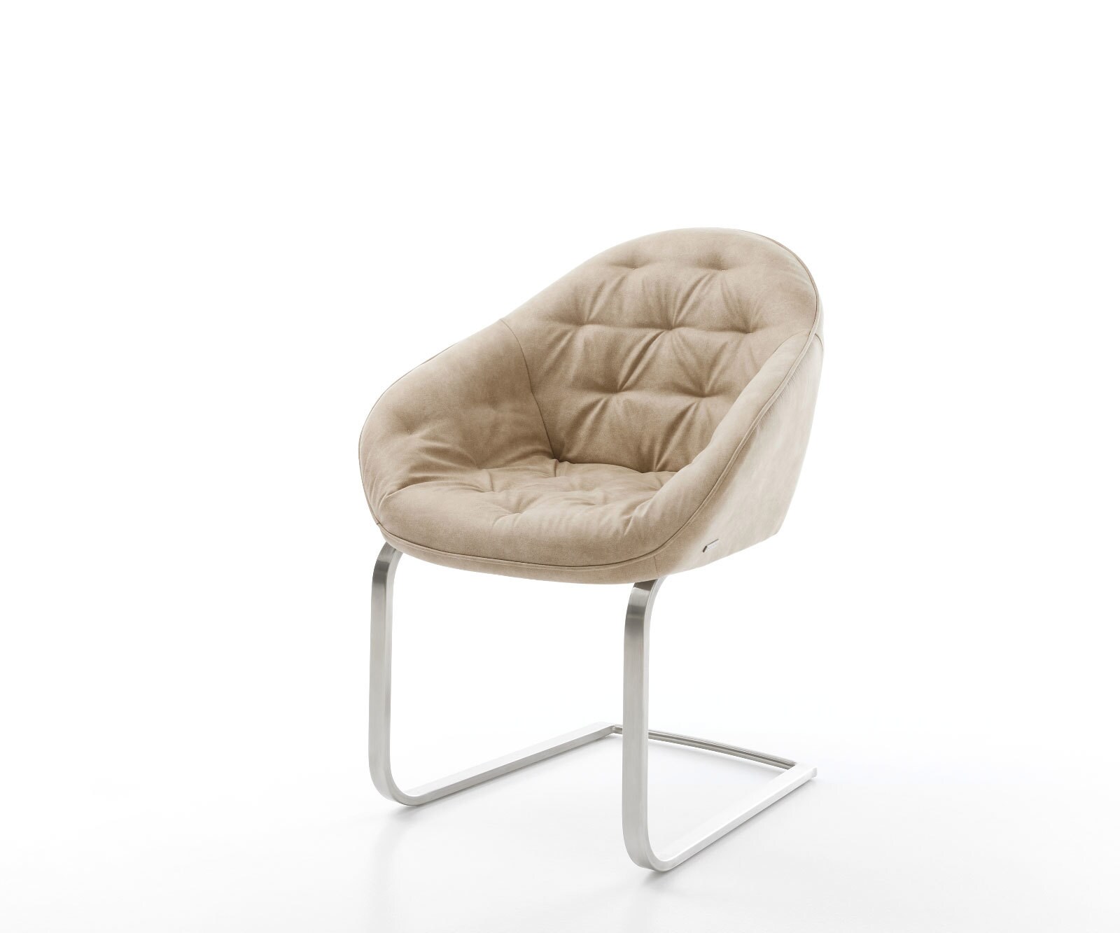 Freischwinger Gaio-Flex Mikrofaser Beige Vintage Freischwinger flach Edelstahl
