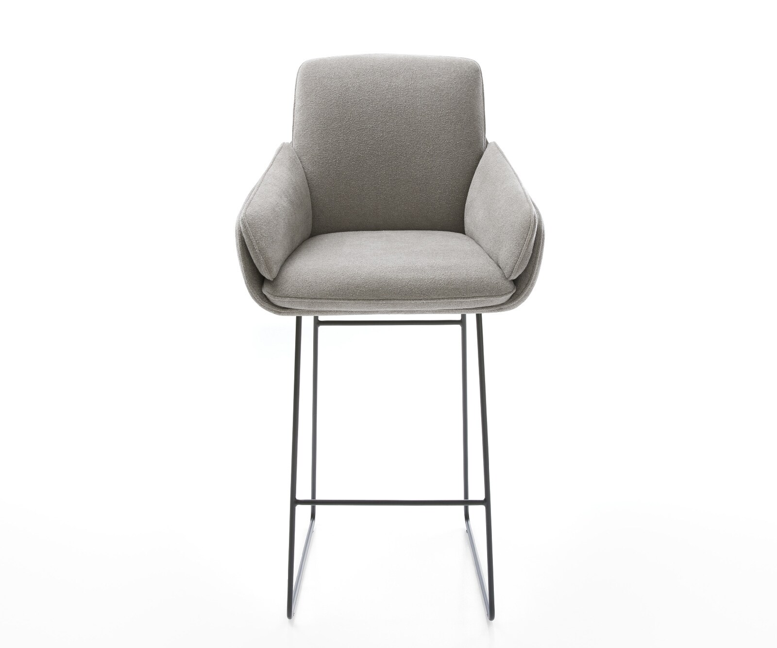 Chaise-de-bar Luan-Flex Tissu structuré doux Gris Pied trapèze noir Noir 2