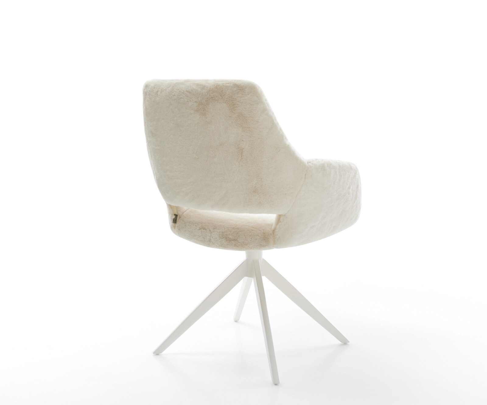 Chaise-pivotante Yago-Flex avec accoudoirs peluche crème-blanc pied croisé large blanc pivotement sur 360° fonction bascule resorts ensachés 4