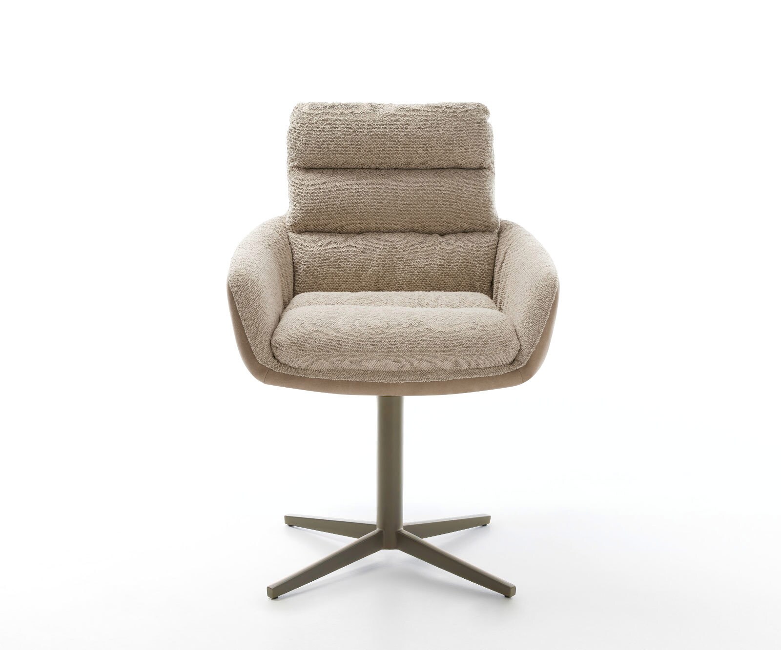 Chaise-pivotante Abelia-Flex avec accoudoirs tissu mixte couleur boue pied de chaise 4 branches aspect titane pivotement sur 360° 2