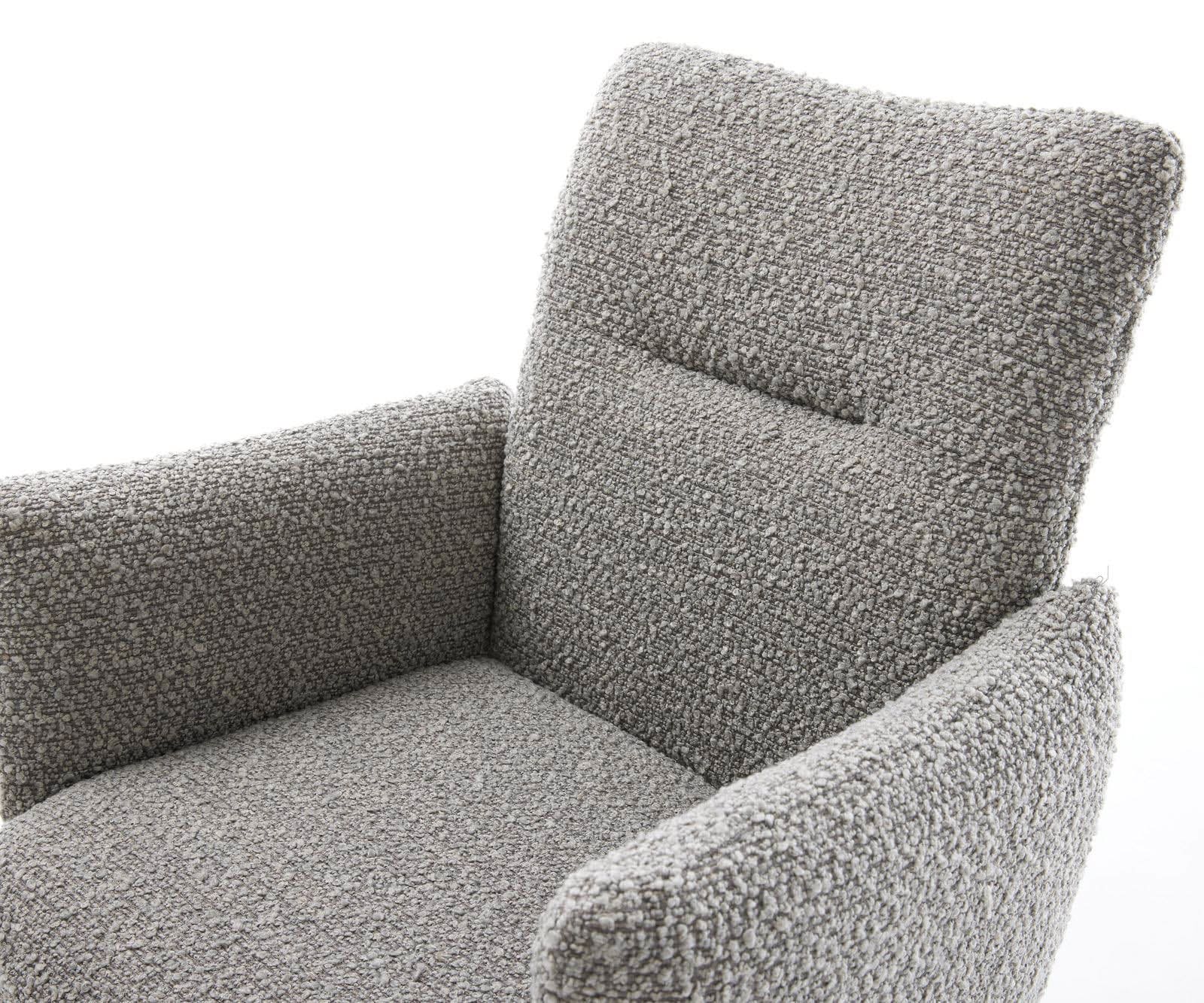 Drehstuhl Jova-Flex mit Armlehnen Bouclé Silbergrau Kreuzgestell breit Effektfinish Titan 360° drehbar Taschenfederkern 3 Drehstuhl Jova-Flex mit Armlehnen Bouclé Silbergrau Kreuzgestell breit Effektfinish Titan 360° drehbar Taschenfederkern 3