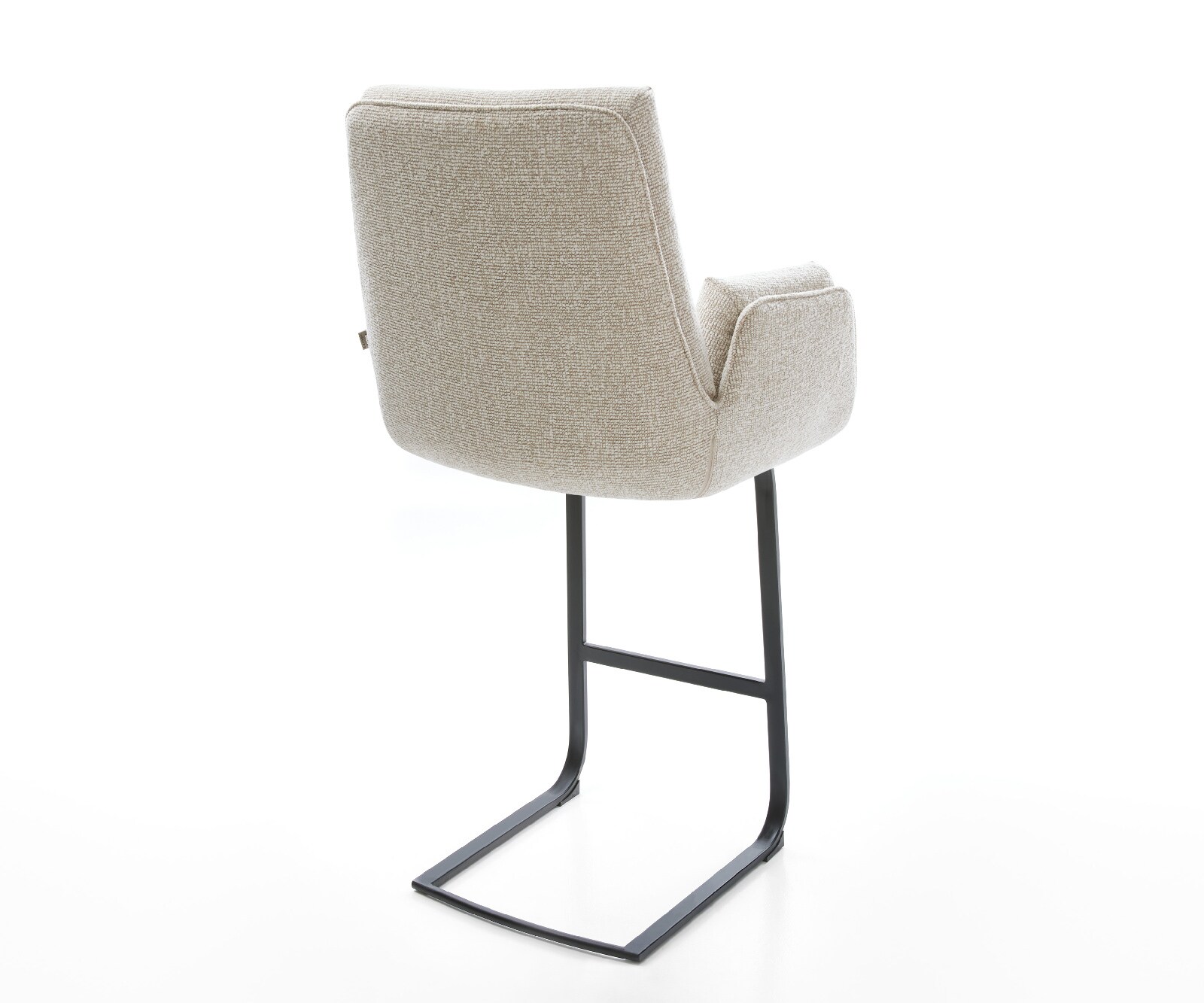 Chaise-de-bar Clea-Flex Tissu tissé doux Beige Pied cantilever plat noir Noir 5