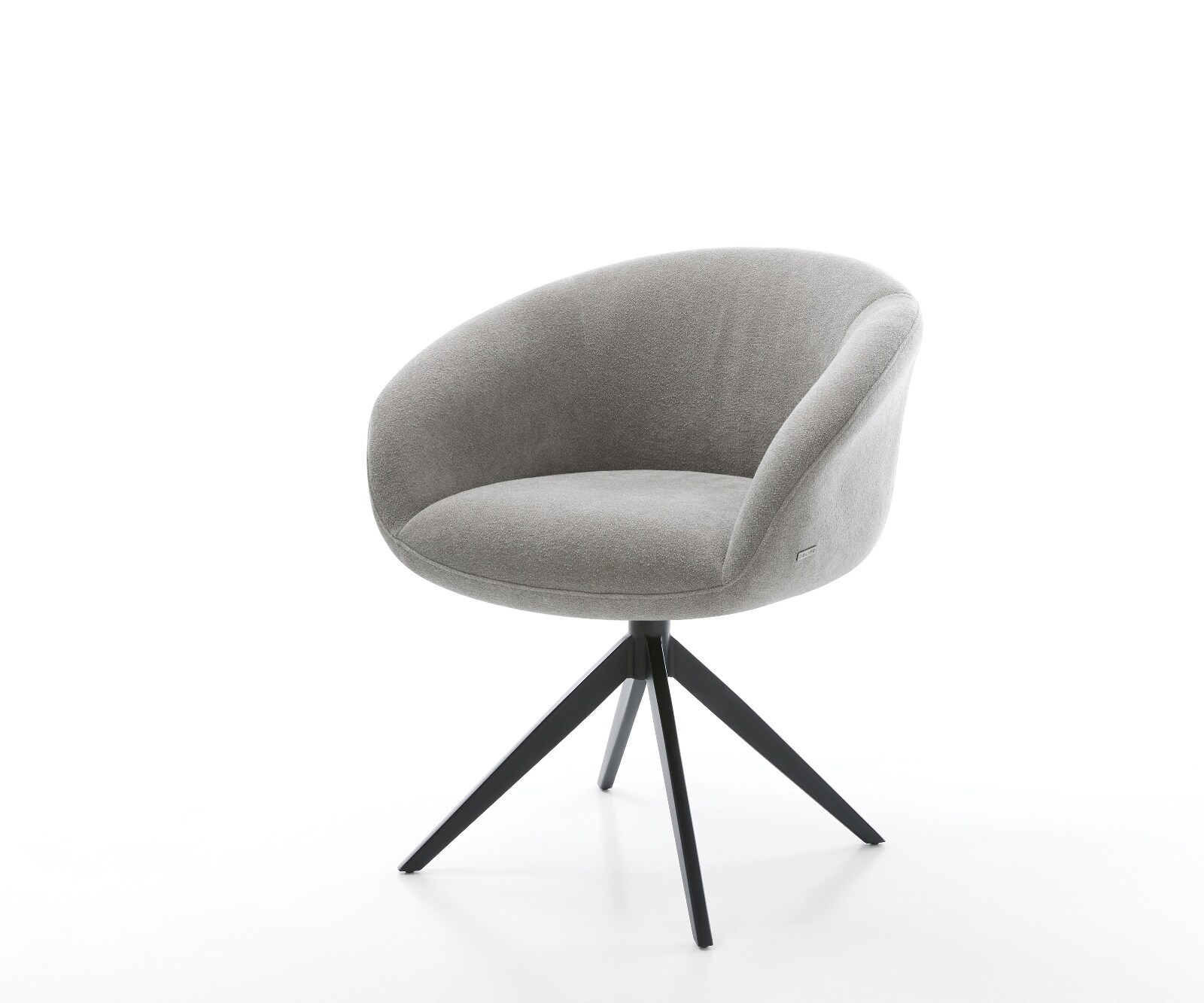 Chaise-pivotante Vinka-Flex avec accoudoirs tissu structuré doux gris pied croisé large noir pivotement sur 360° fonction bascule resorts ensachés