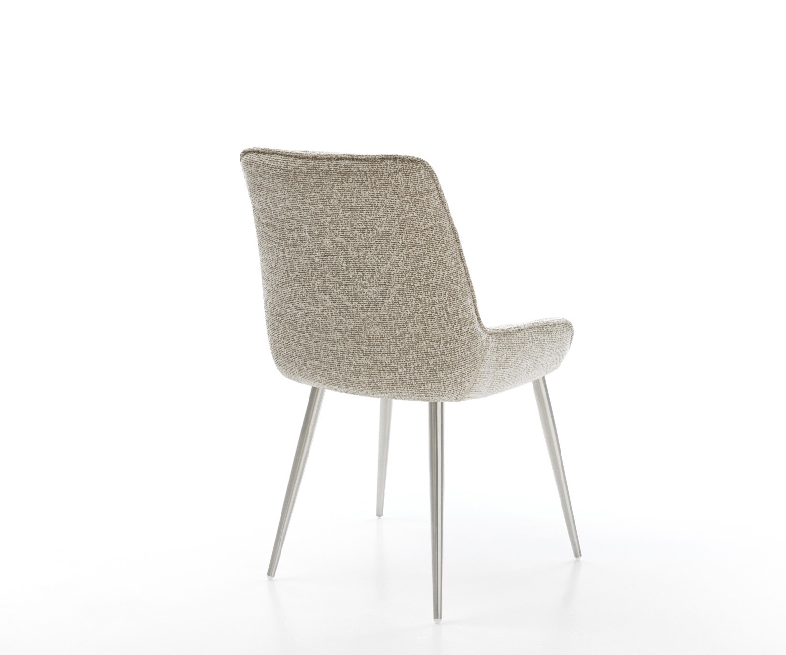 Chaise-de-salle-à-manger Taimi-Flex tissu tissé doux beige 4 pieds coniques acier inoxydable 5