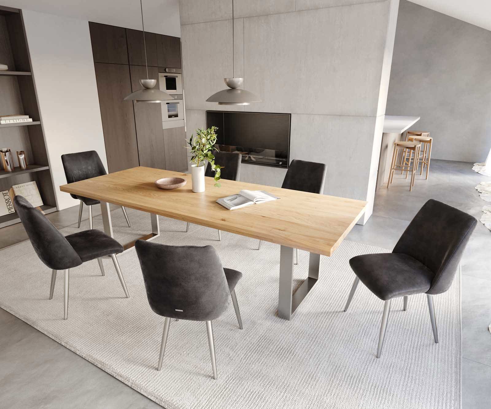 Esszimmerstuhl Elso-Flex Mikrofaser Anthrazit Vintage 4-Fuß konisch Edelstahl Taschenfederkern 4 Esszimmerstuhl Elso-Flex Mikrofaser Anthrazit Vintage 4-Fuß konisch Edelstahl Taschenfederkern 4