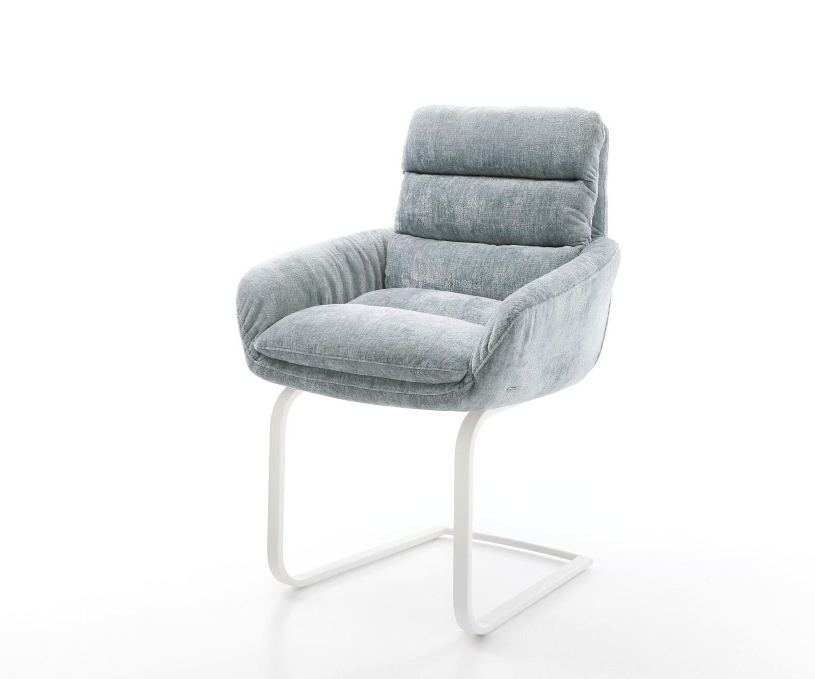 Freischwinger Abelia-Flex mit Armlehnen Chenille Pastellblau Freischwinger flach Weiß