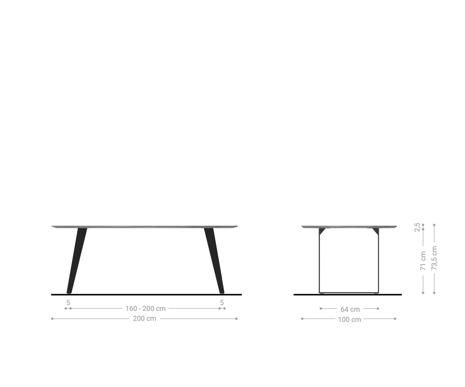Table-à-manger Edge 200x100 acacia nature acier inoxydable incliné bord suisse 5 Table-à-manger Edge 200x100 acacia nature acier inoxydable incliné bord suisse 5