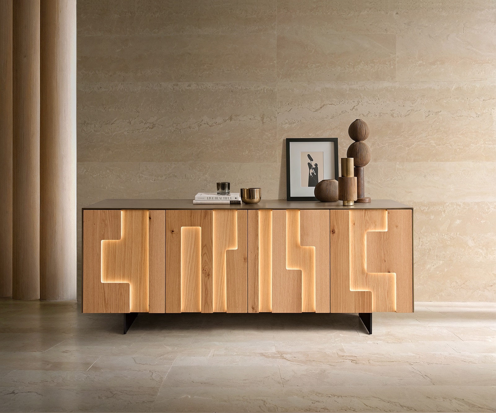 Sideboard Taka 200 cm Metallic Gold 4 Türen  Sideboard Taka 200 cm Metallic Gold 4 Türen