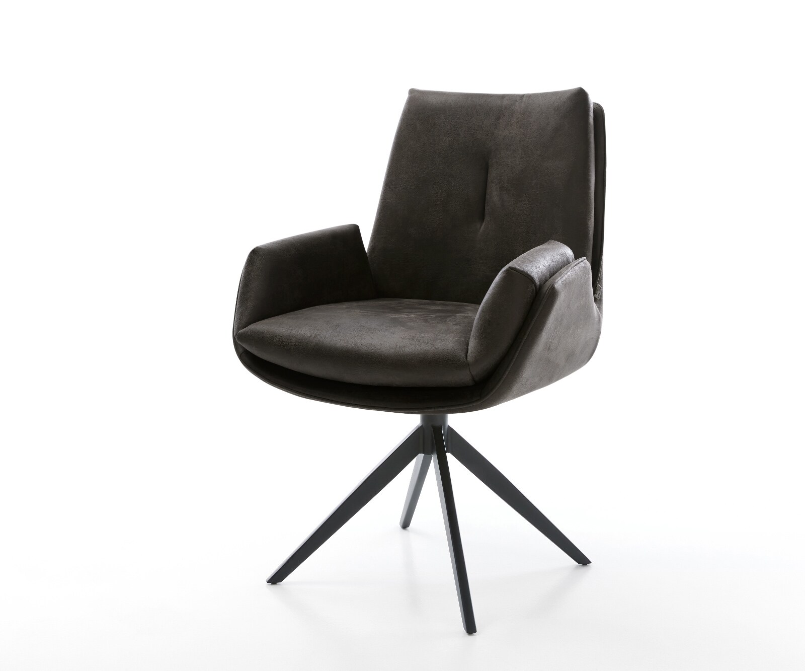 Chaise-pivotante Clea-Flex microfibre antracite vintage pied croisé large noir pivotement sur 360° fonction bascule