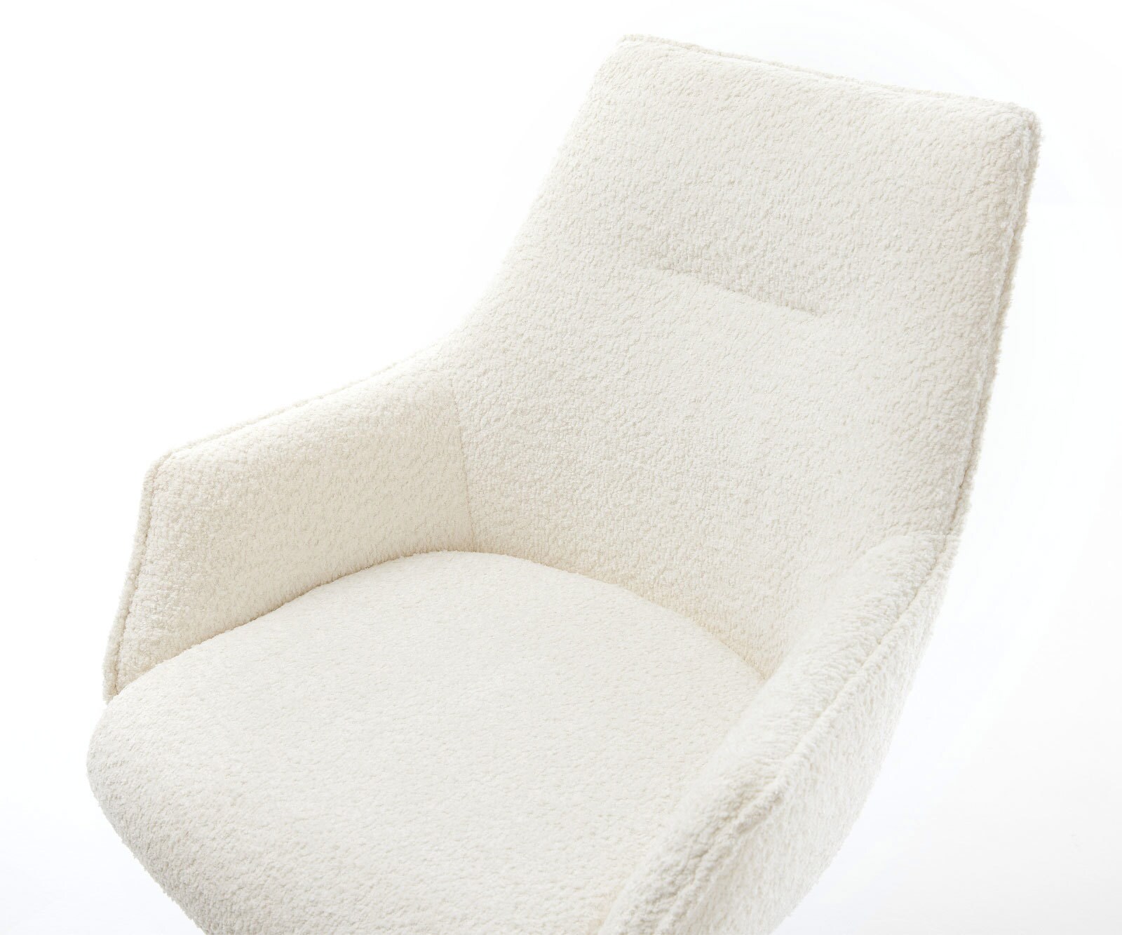 Chaise-pivotante Alja-Flex avec accoudoirs bouclé blanc pied de chaise 4 branches noir pivotement sur 360° ressorts ensachés 3