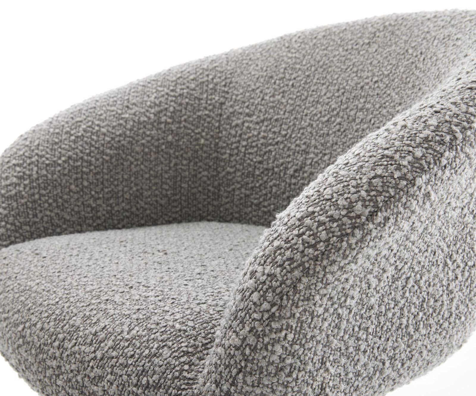 Cantilever Vinka-Flex avec accoudoirs bouclé gris argenté pied cantilever plat aspect titane ressorts ensachés 3