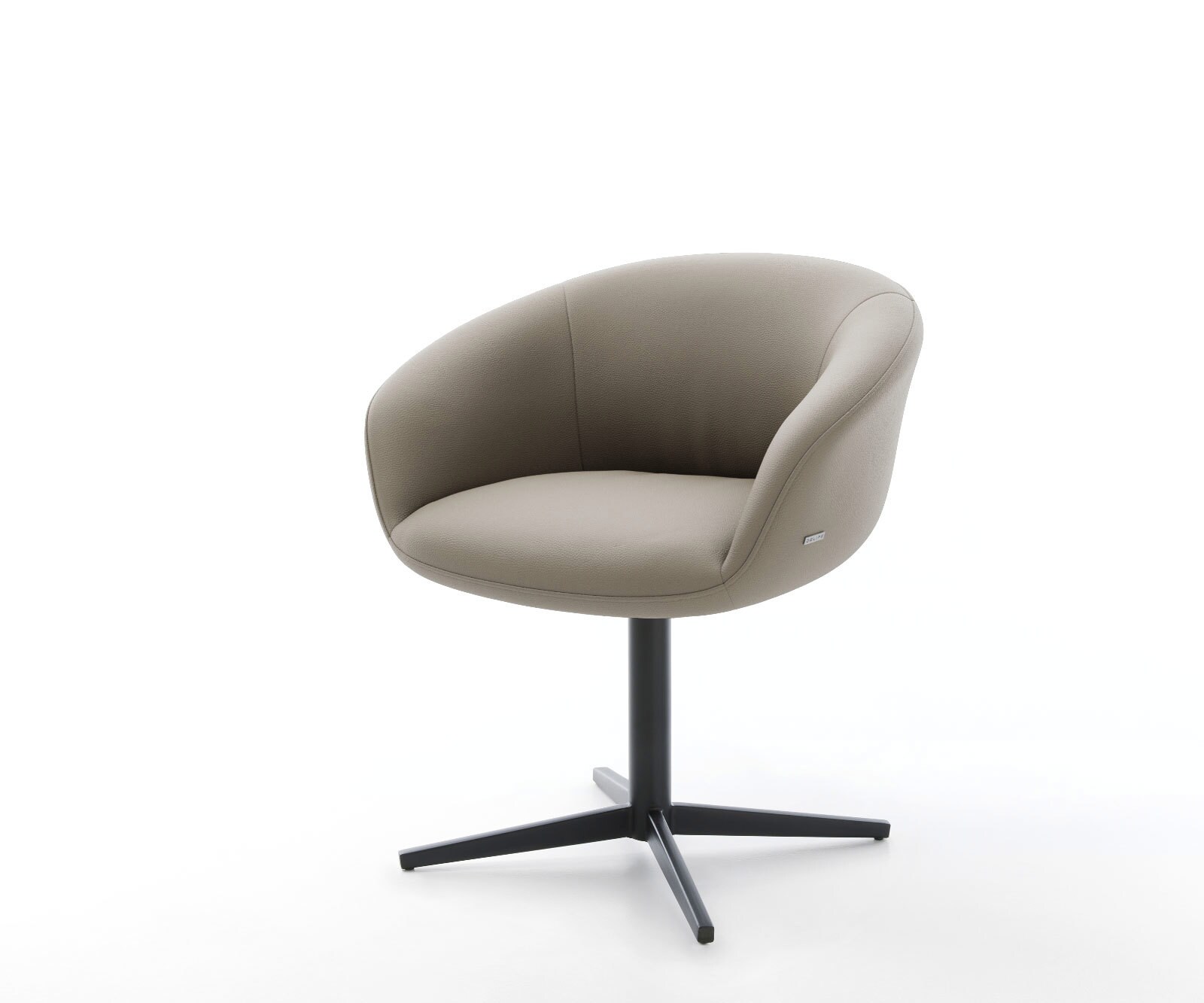 Drehstuhl Vinka-Flex mit Armlehnen Echt-Leder Schlamm Fußkreuz Schwarz 360° drehbar Taschenfederkern 1