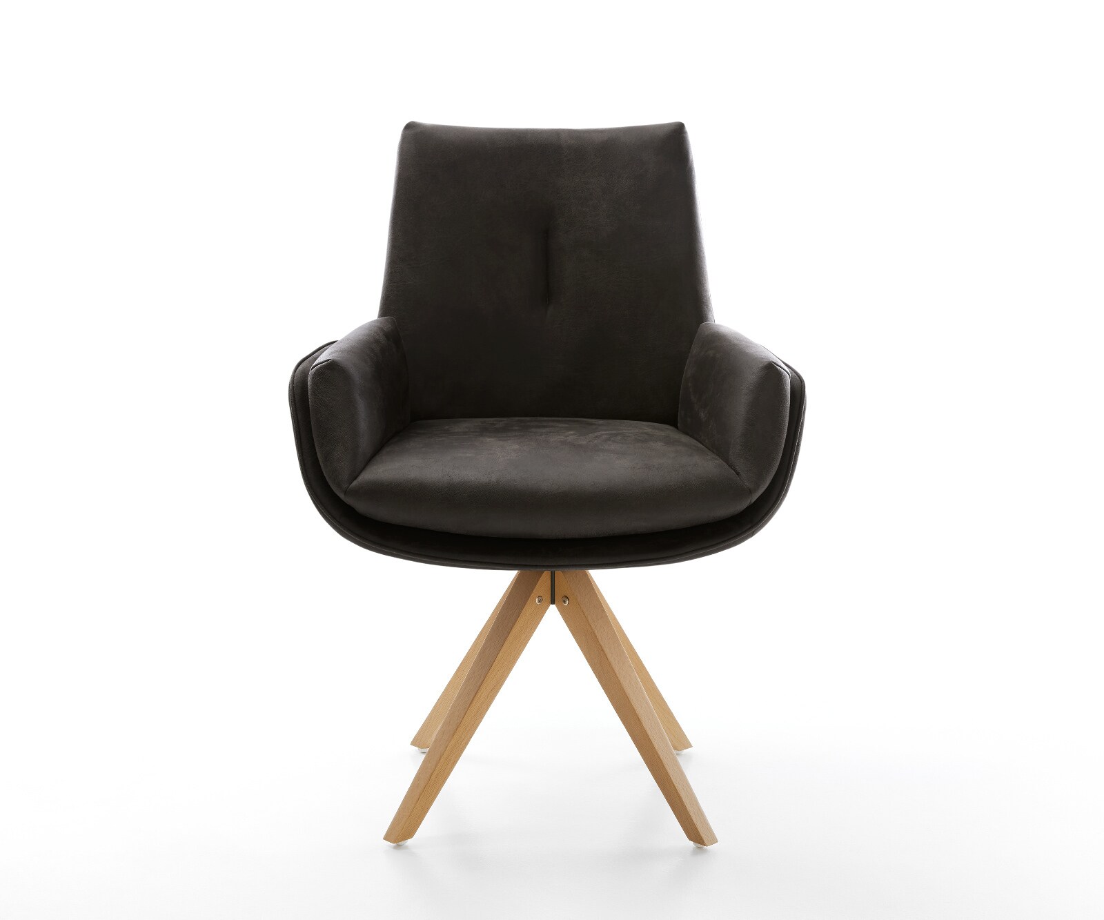 Chaise-pivotante Clea-Flex microfibre antracite vintage pied en bois angulaire naturel pivotement sur 180° 2