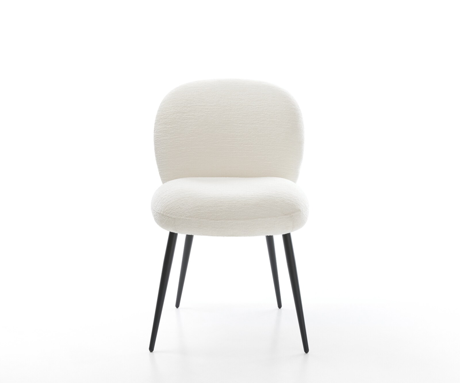 Chaise-de-salle-à-manger Nube-Flex bouclé doux beige 4 pieds coniques noir resorts ensachés 2