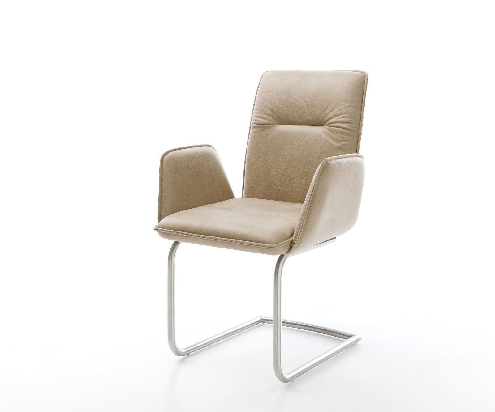 Schwingstuhl Vinja-Flex Beige Vintage Freischwinger rund Edelstahl