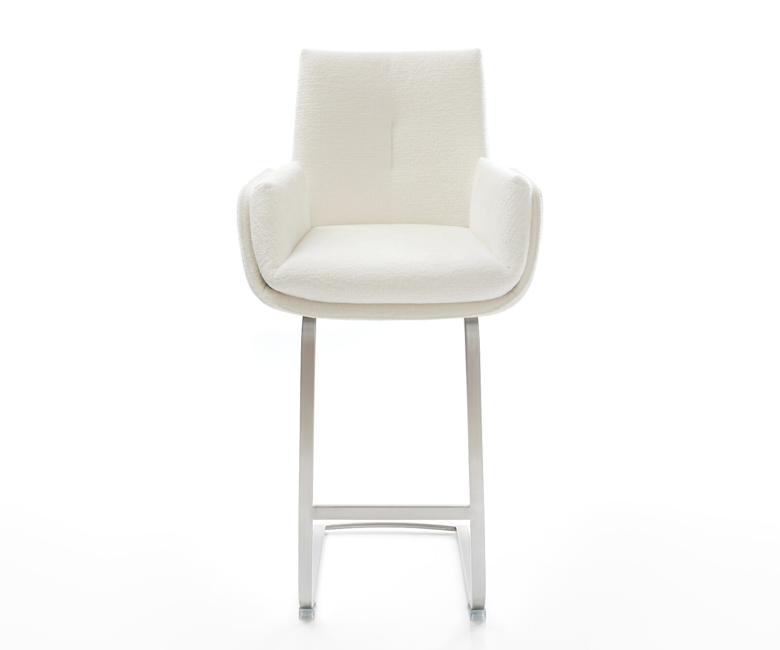 Barstuhl Clea-Flex Bouclé Soft Beige Freischwinger Flach Edelstahl Silberfarben 1