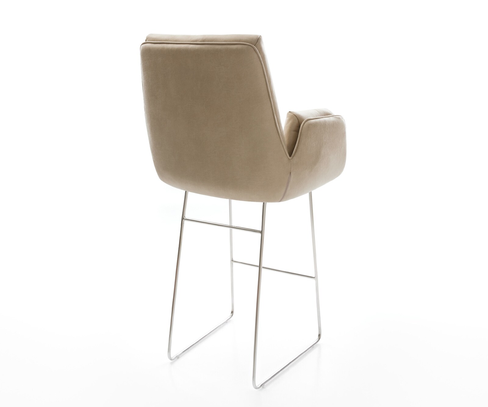 Barstuhl Clea-Flex Mikrofaser Beige Vintage Kufengestell Edelstahl Silberfarben 4