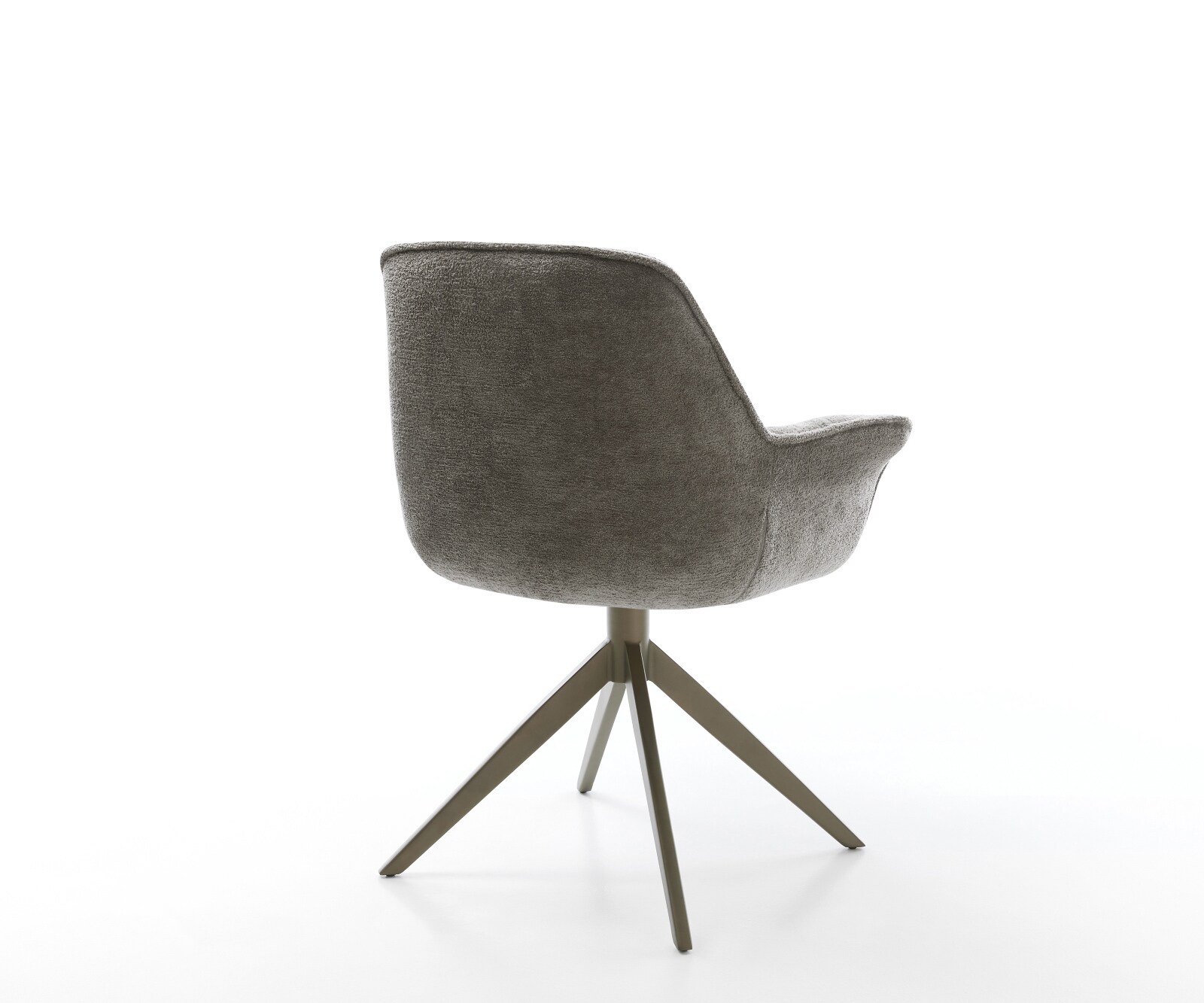 Chaise-pivotante Kaira-Flex bouclé doux couleur boue pied croisé large aspect titane pivotement sur 360° fonction bascule 5