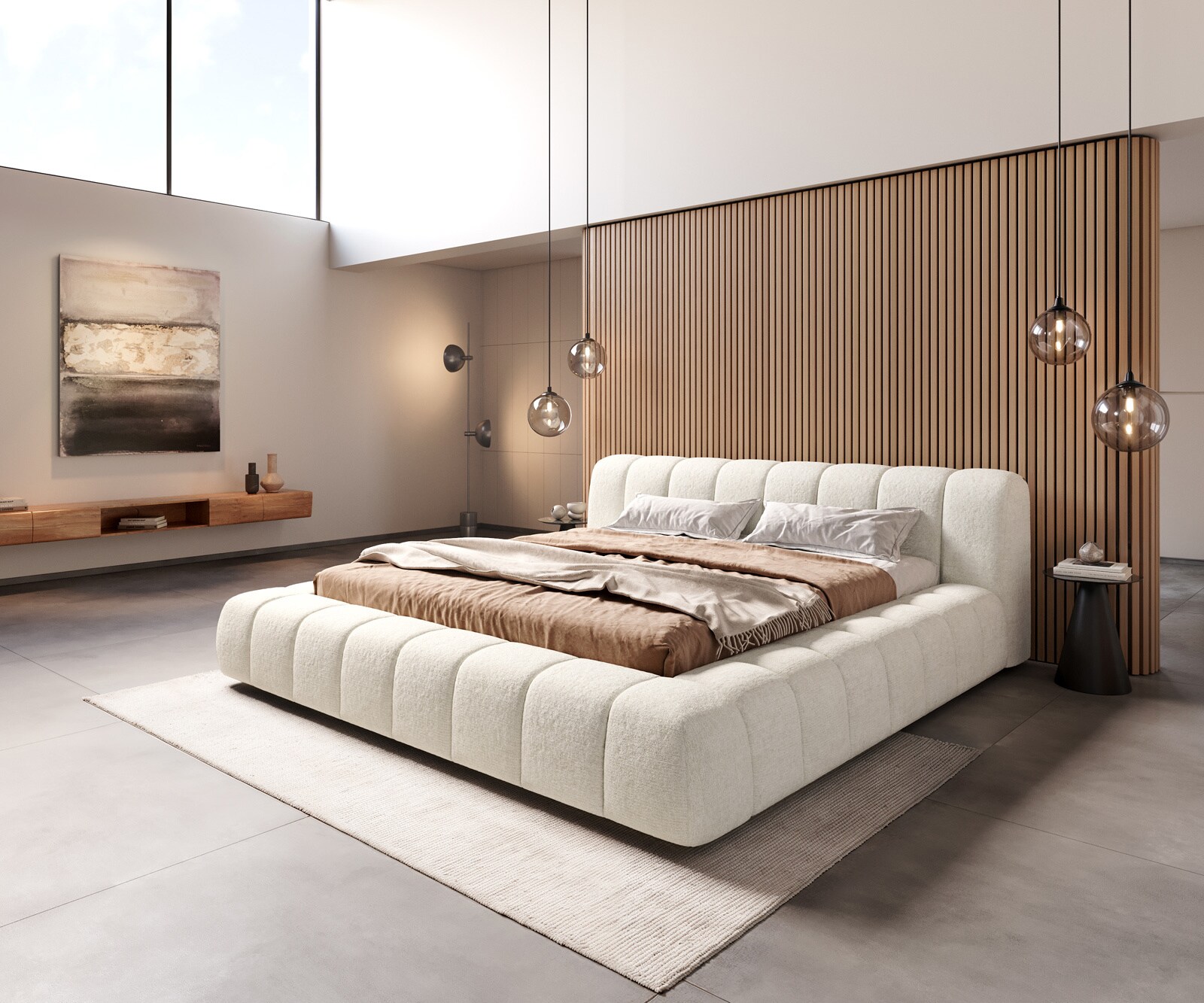 Polsterbettgestell Cutio 180x200 cm Bouclé Soft Beige