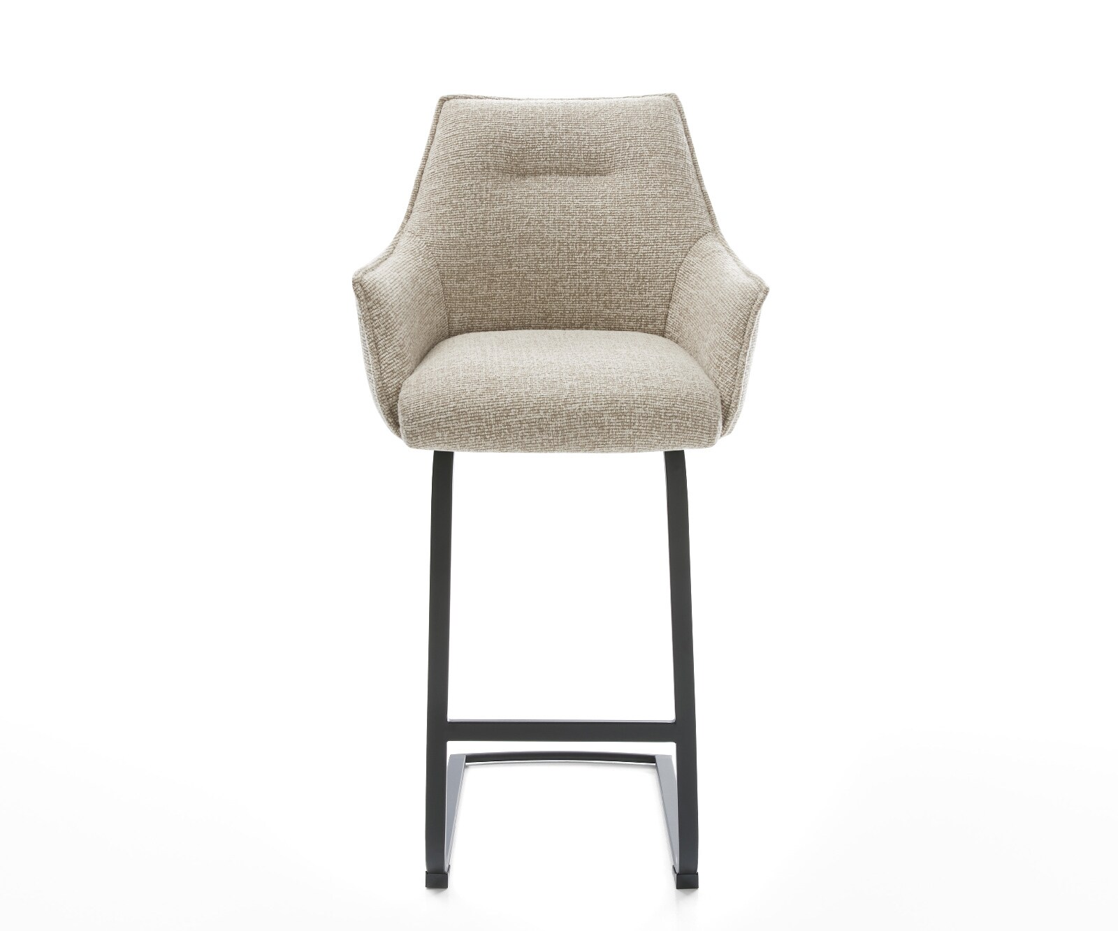 Barstuhl Alja-Flex Webstoff Soft Beige Freischwinger Flach Metall Schwarz Taschenfederkern 2