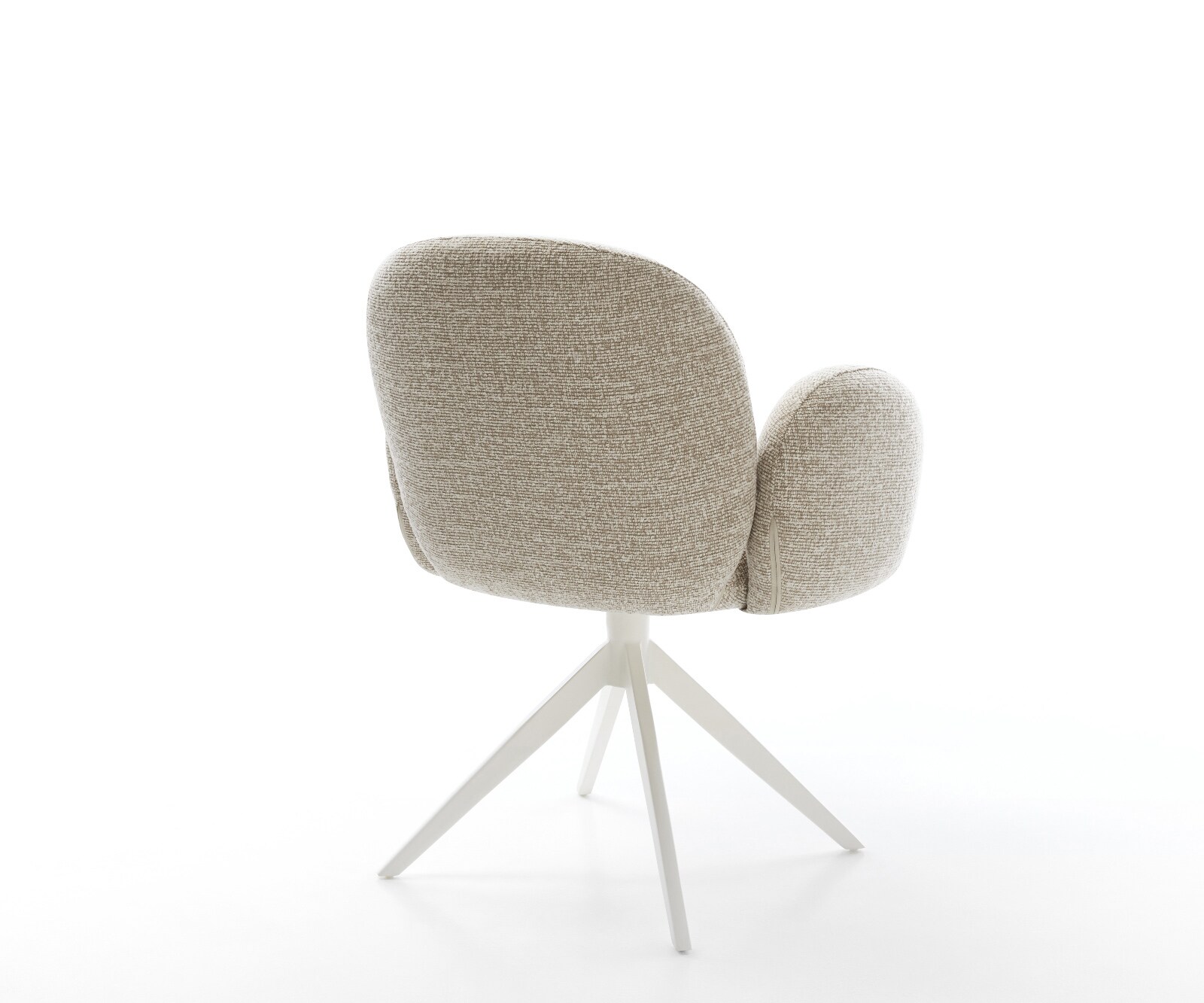 Chaise-pivotante Nube-Flex avec accoudoirs tissu tissé doux beige pied croisé large blanc pivotement sur 360° fonction bascule resorts ensachés 4