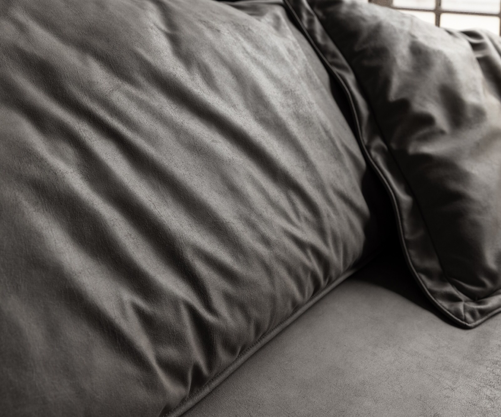Big-Sofa Snoosh 400x150 cm Mikrofaser Schwarz Vintage Recamiere links 5