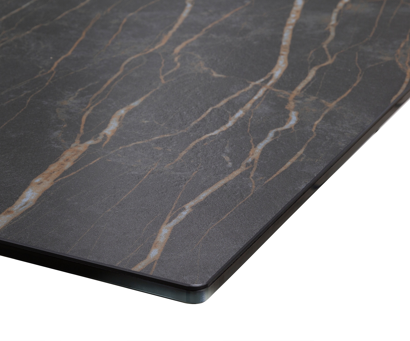 Table-à-manger Edge 200x100cm Laminam® céramique marron pieds milieu croisé argent 5