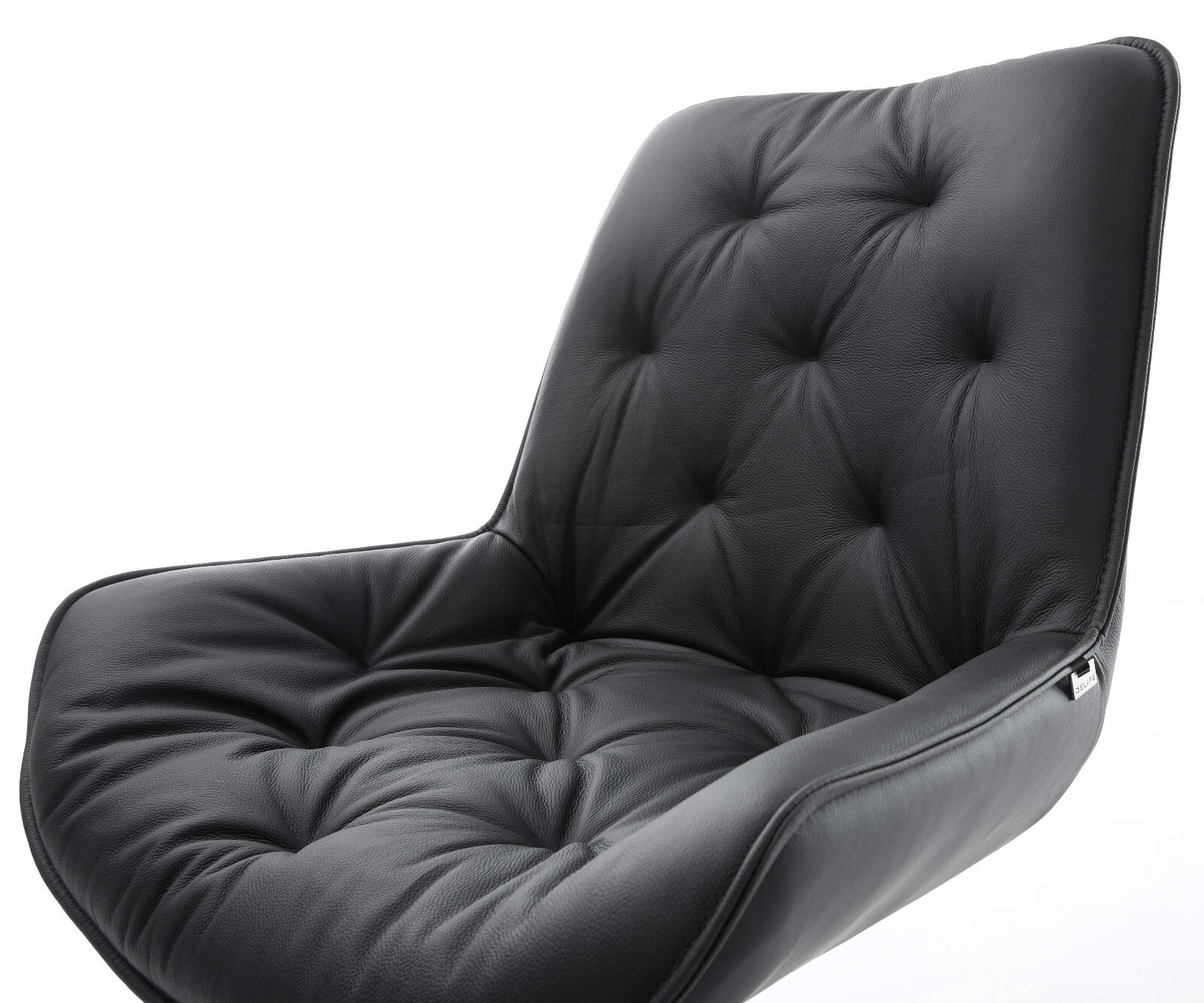 Drehstuhl Taimi-Flex Echt-Leder Schwarz Kreuzgestell breit Edelstahl 360° drehbar Wippfunktion 3