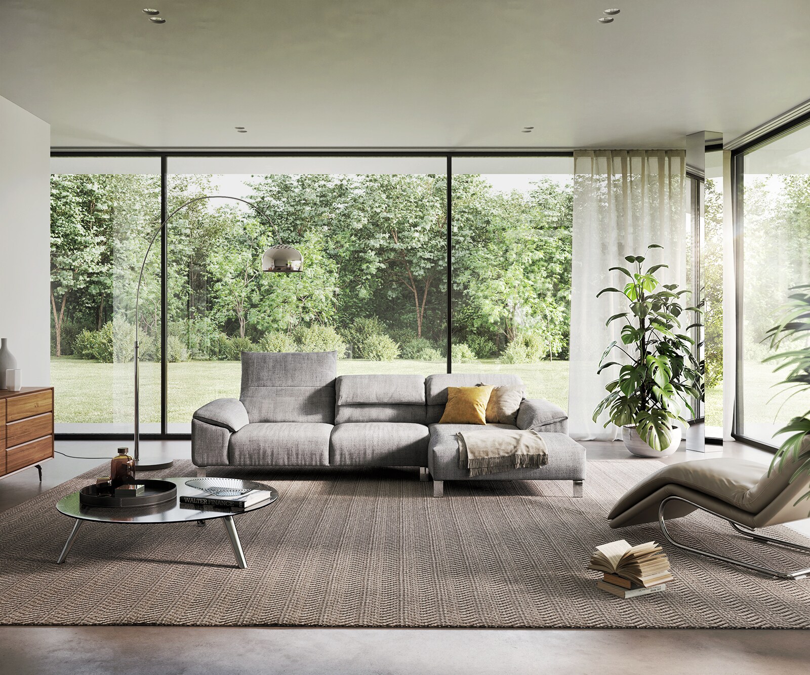 Ecksofa Selenya 305x170 Struktur Steingrau Relaxfunktion Longchair rechts by ES brand 1