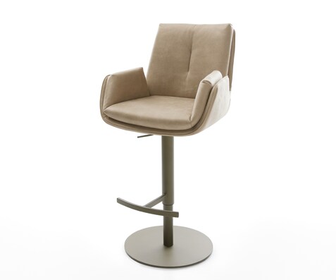 Chaise-de-bar Clea-Flex Microfibre Beige vintage Pied pivotant réglable en hauteur couleur titane Couleur titane
