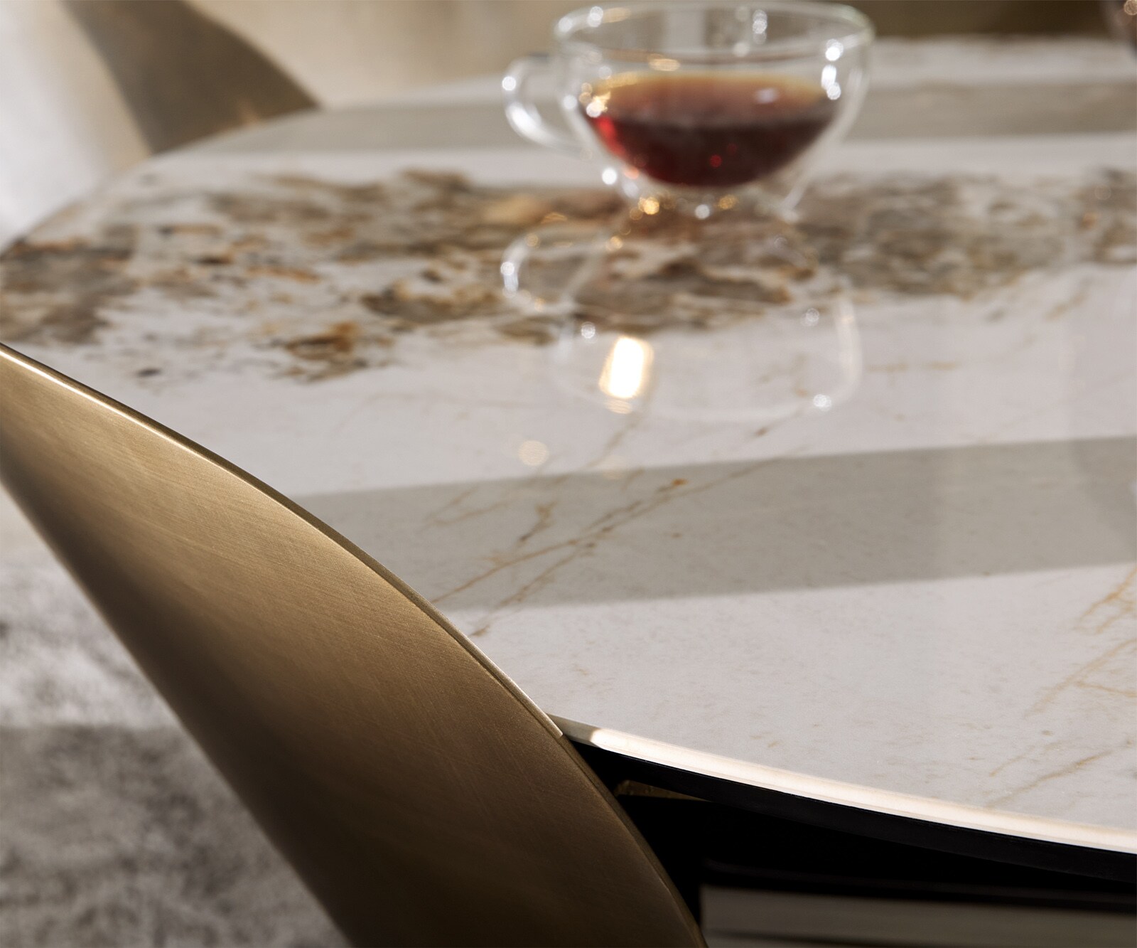 Table-basse Skafi 100x40 cm céramique Minas Melange Metallic Gold 2