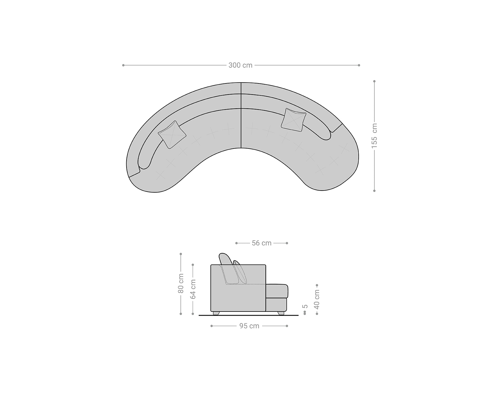Sofa Napoli 300x95cm Weiss Hellgrau mit Kissen 5 Sofa Napoli 300x95cm Weiss Hellgrau mit Kissen 5