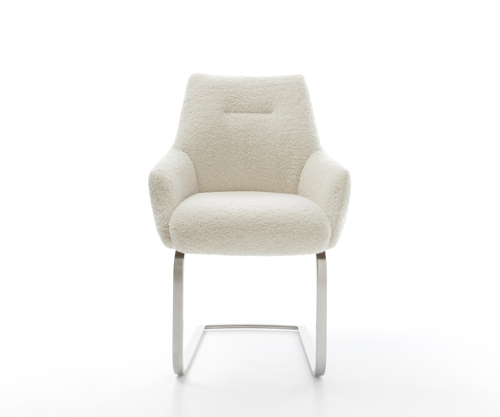 Freischwinger Alja-Flex mit Armlehnen Teddystoff Beige Freischwinger flach Edelstahl Taschenfederkern 1