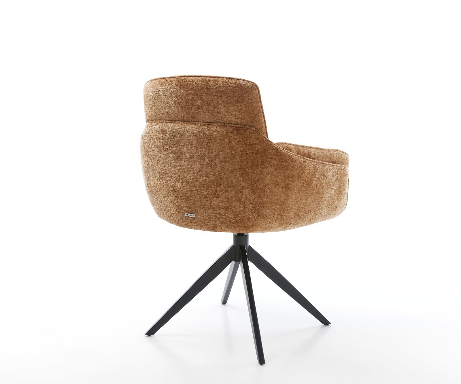 Chaise-pivotante Luan-Flex avec accoudoirs chenille rouille pied croisé large noir pivotement sur 360° fonction bascule 5
