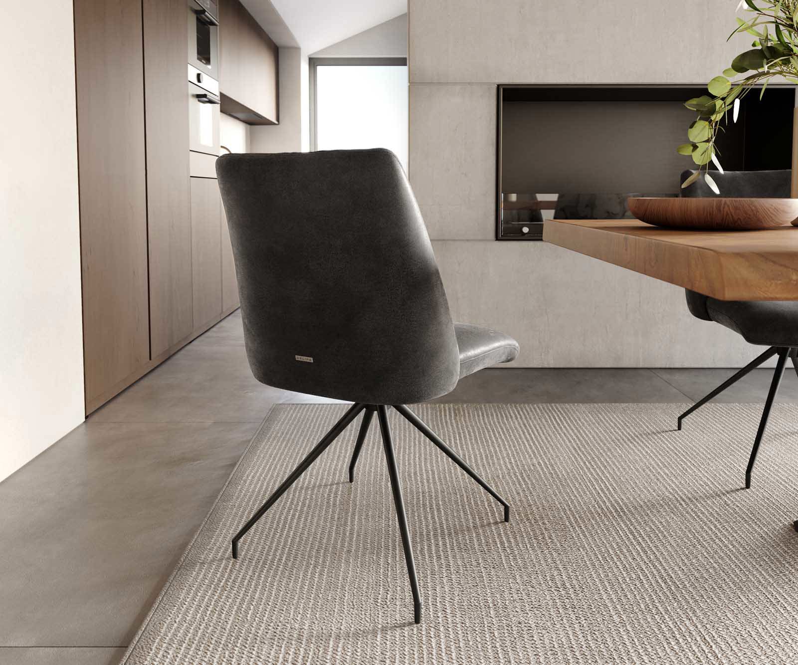 Drehstuhl Elso-Flex Mikrofaser Anthrazit Vintage Kreuzgestell konisch Schwarz 180° drehbar Taschenfederkern 3 Drehstuhl Elso-Flex Mikrofaser Anthrazit Vintage Kreuzgestell konisch Schwarz 180° drehbar Taschenfederkern 3