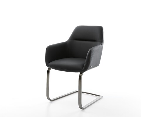 Freischwinger Pejo-Flex Echt-Leder Schwarz Freischwinger flach Graphit Taschenfederkern