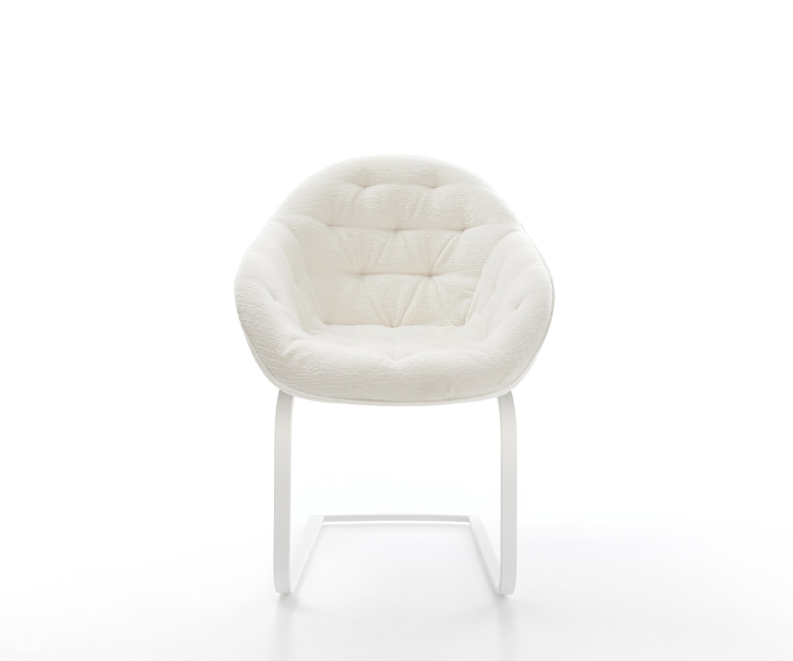Cantilever Gaio-Flex bouclé doux beige pied cantilever plat blanc 2