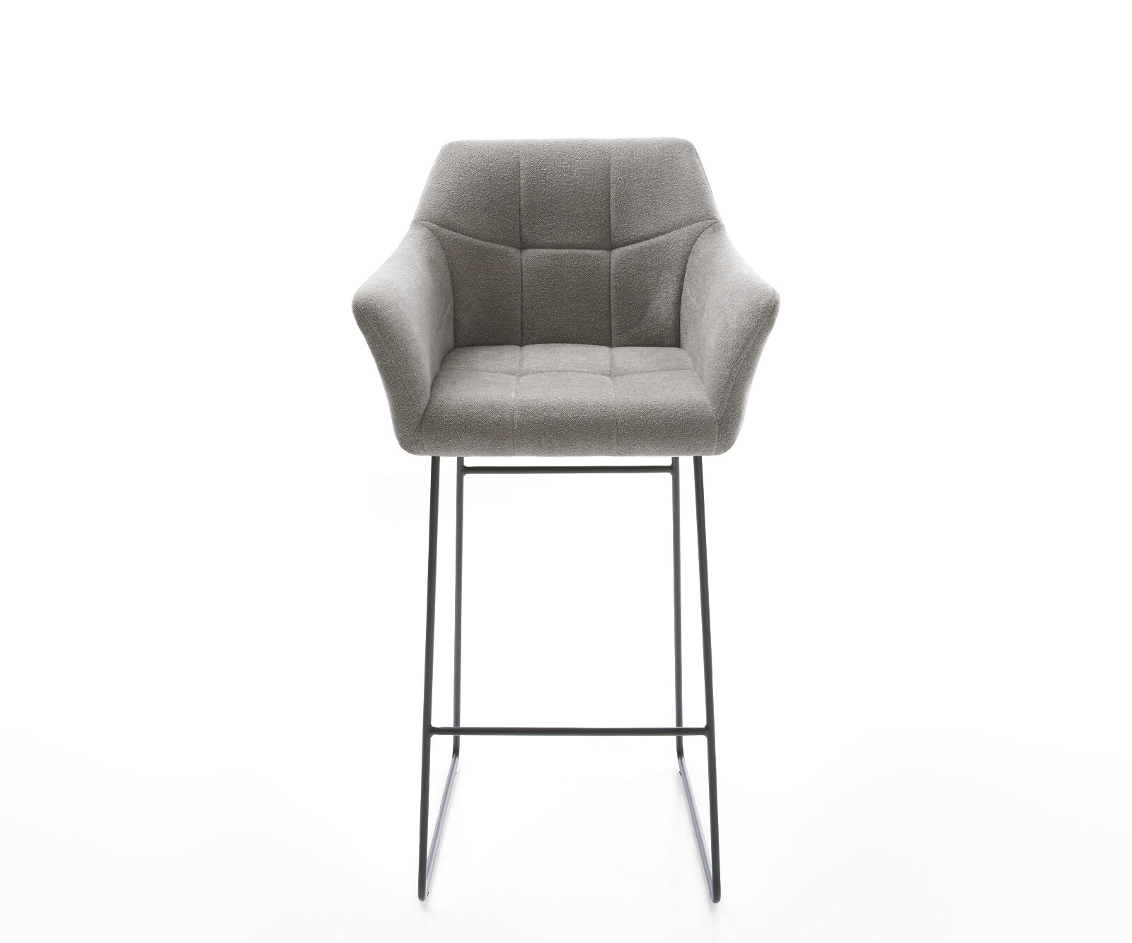 Chaise-de-bar Yulo-Flex Tissu structuré doux Gris Pied trapèze noir Noir 1